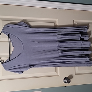 Maronie Greyish Blue Wide Neck SS Ruffled Tail Bouse/Top Women's (L) Gently Used